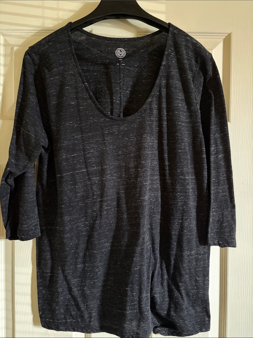 SO Black Heather Scoop Neck Long Sleeve Tee